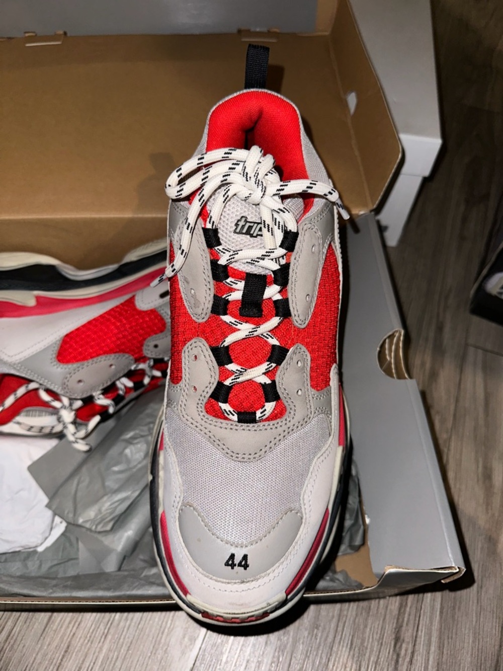 Balenciaga Triple S Sneakers in Red, White, Gray - Picture 2 of 4